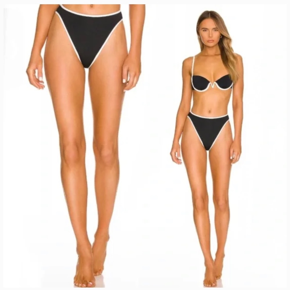 L*SPACE Nora Bikini Bottom in Black & Cream Size M